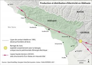 Carte production et distribution d'électricité Abkhazie