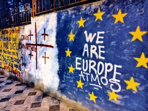 Graffiti pro-UE dans Tbilissi, 22 avril 2024 (copyright : Jelger Groeneveld/Wikimedias Commons).